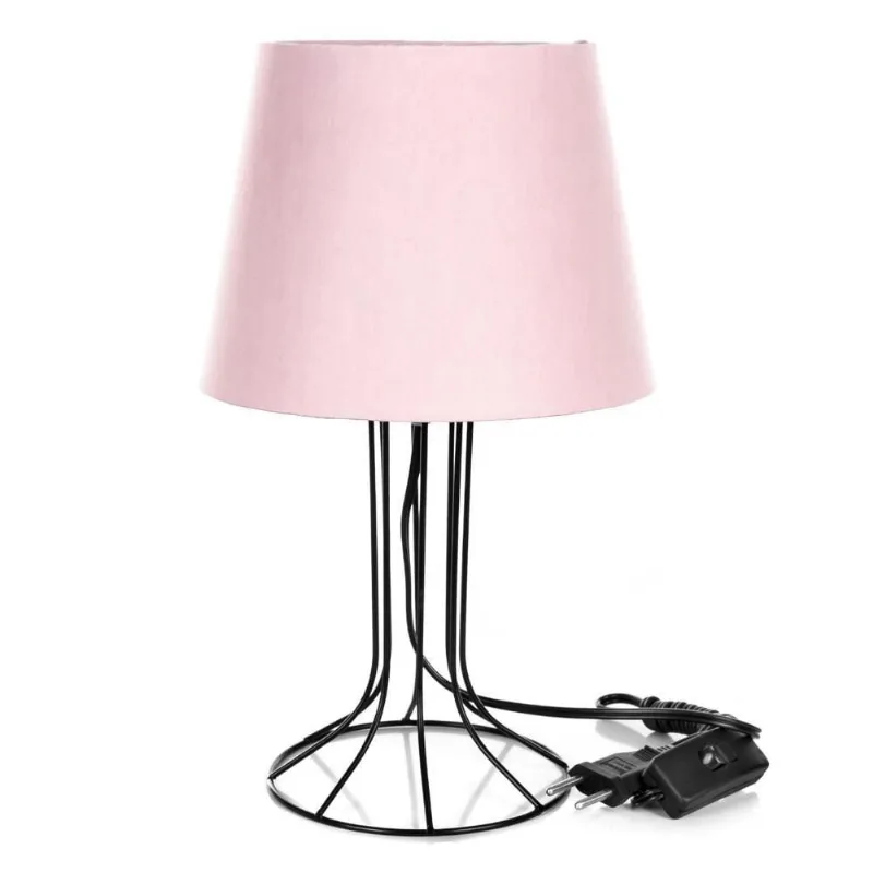 Abajur Torre Dome Rosa com Aramado Preto