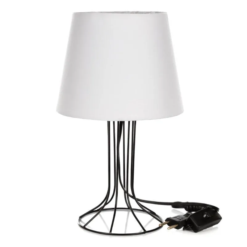 Abajur Torre Dome Branco com Aramado Preto