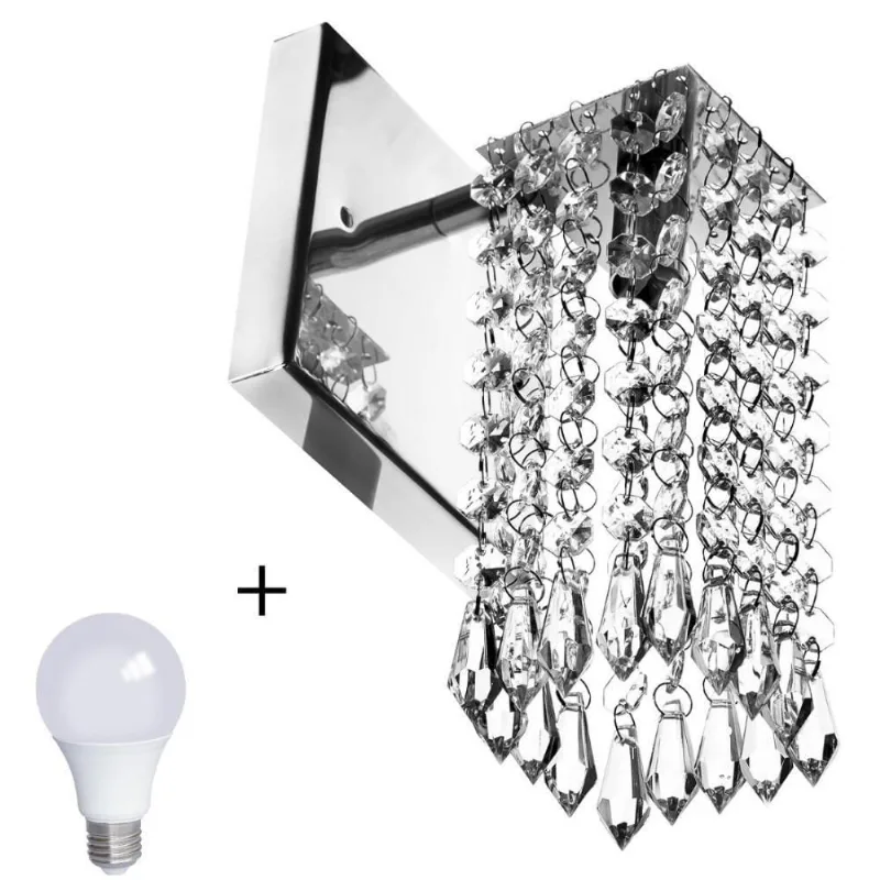 Arandela De Cristal Acrilico Clearcrillic Quadrada + Lampada
