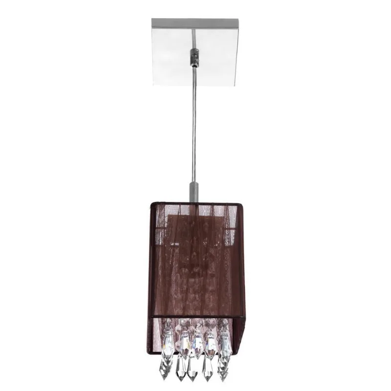 Lustre Pendente de Cupula Quad Cganza Cristal Acrílic Marrom