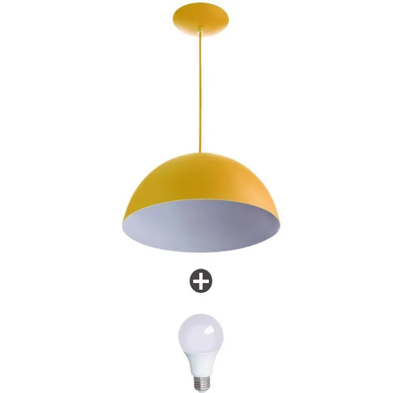 Pendente Meia Lua 40 Alumínio Amarelo com Lampada