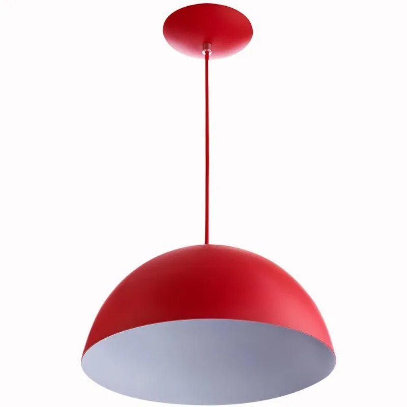 Lustre Pendente Meia Lua 30cm de Alumínio Vermelho