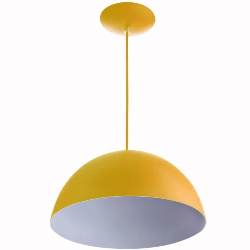 Lustre Pendente Meia Lua 30cm de Alumínio Amarelo