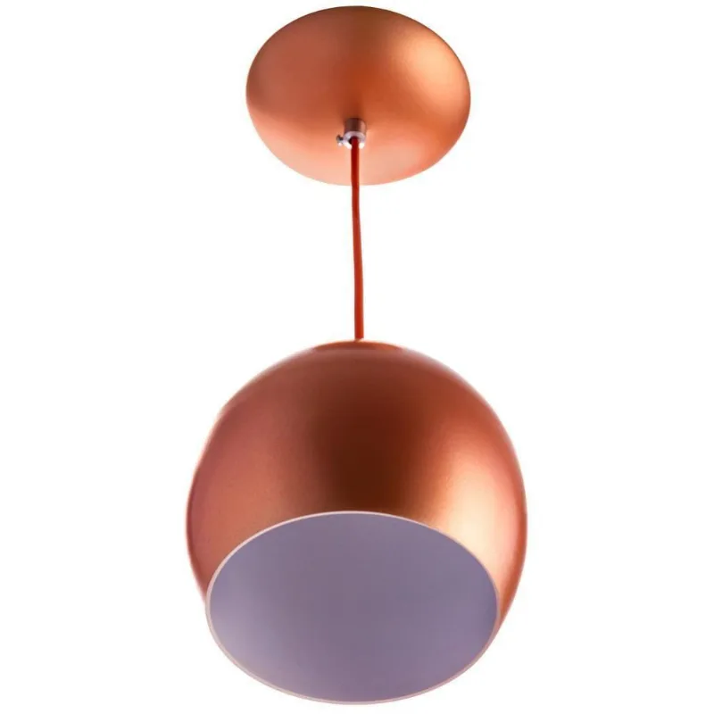 Lustre Pendente Bola Pequena de Alumínio 15cm Cobre