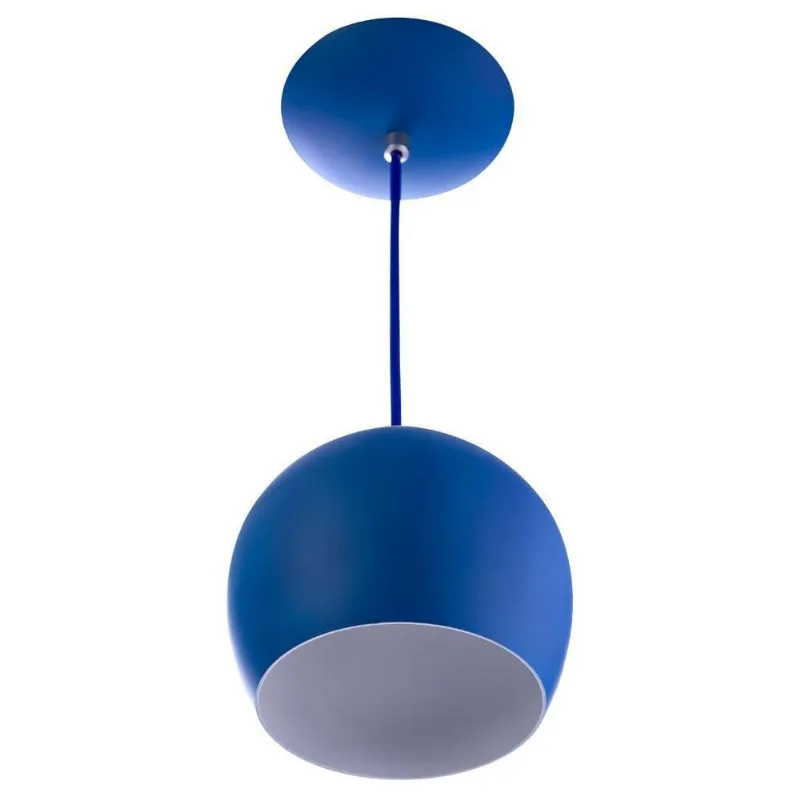 Lustre Pendente Bola Pequena De Alumínio 15cm Azul