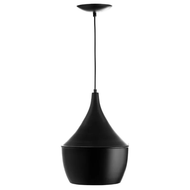 Luminária Pendente Gourmet Balão 32x25cm Em Aluminio Preto Magnifico