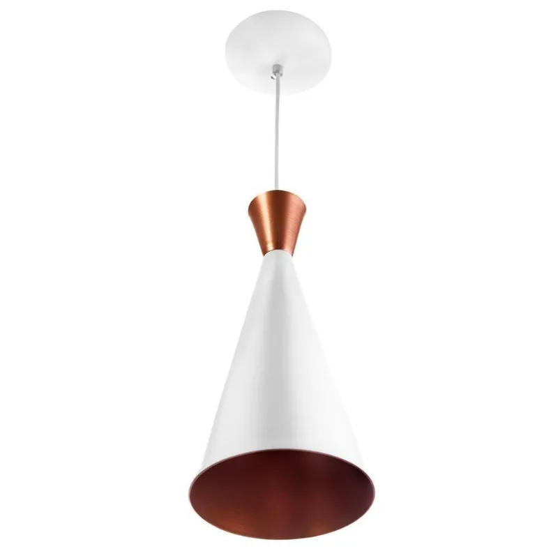 Luminária Pendente Funil Aluminio Magnifico 33x15cm Branco