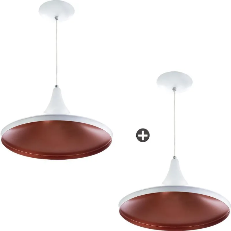 Kit 2 Pendentes Chapeu Aluminio Tom Dixon Branco Lindíssimo Promoção