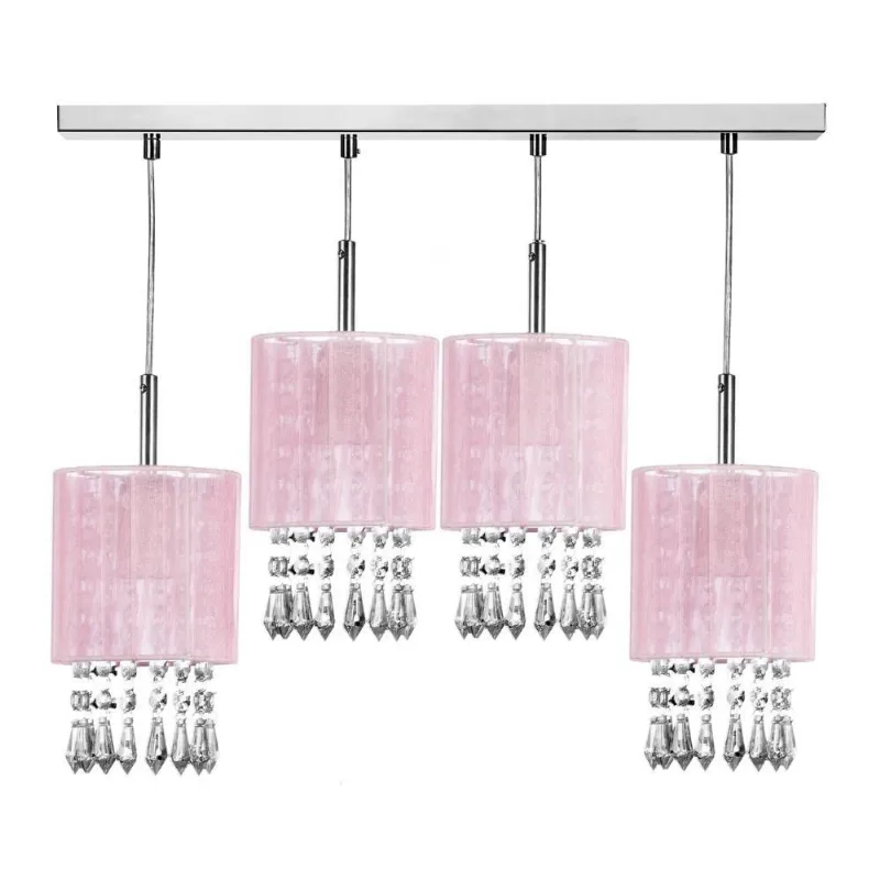 Lustre Pendente Cganza Quadruplo Redondo Rosa