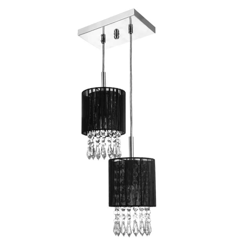 Lustre Pendente Cganza Duplo Redondo Cristal Acrílico Preto