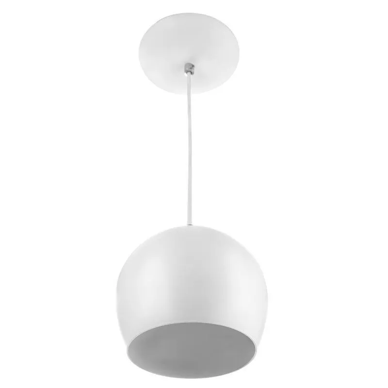 Lustre Pendente Bola Pequena De Alumínio 15cm Soquete E-27 Branco