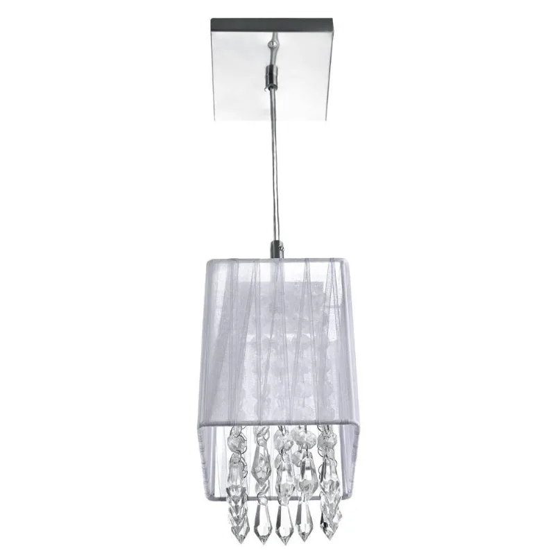 Lustre Pendente de Cupula Quadrado Clearfio Cristal Acrílico Prata