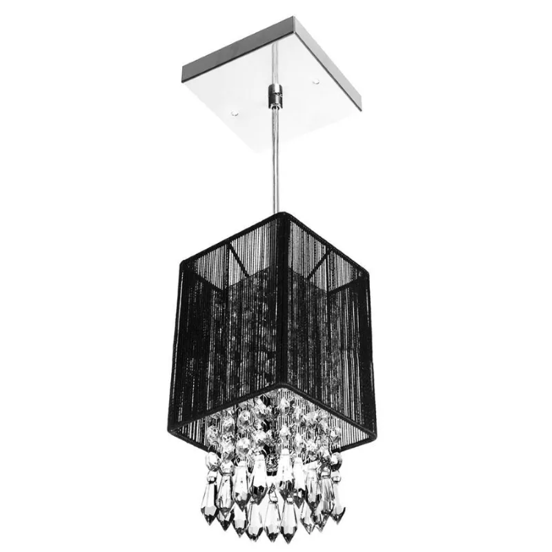 Pendente De Cupula Quadrado Clearfio Cristal Acrílico Preto