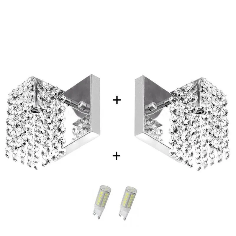 2 X Arandelas De Cristal Legitimo Clearcast Com Lâmpadas 6000k (branco Frio)