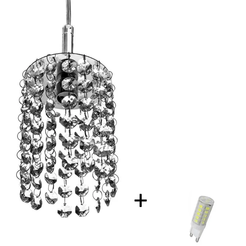Lustre Pendente Redondo Clearcast Cristal Legitimo Com Lâmpadas 3000k (branco Quente)