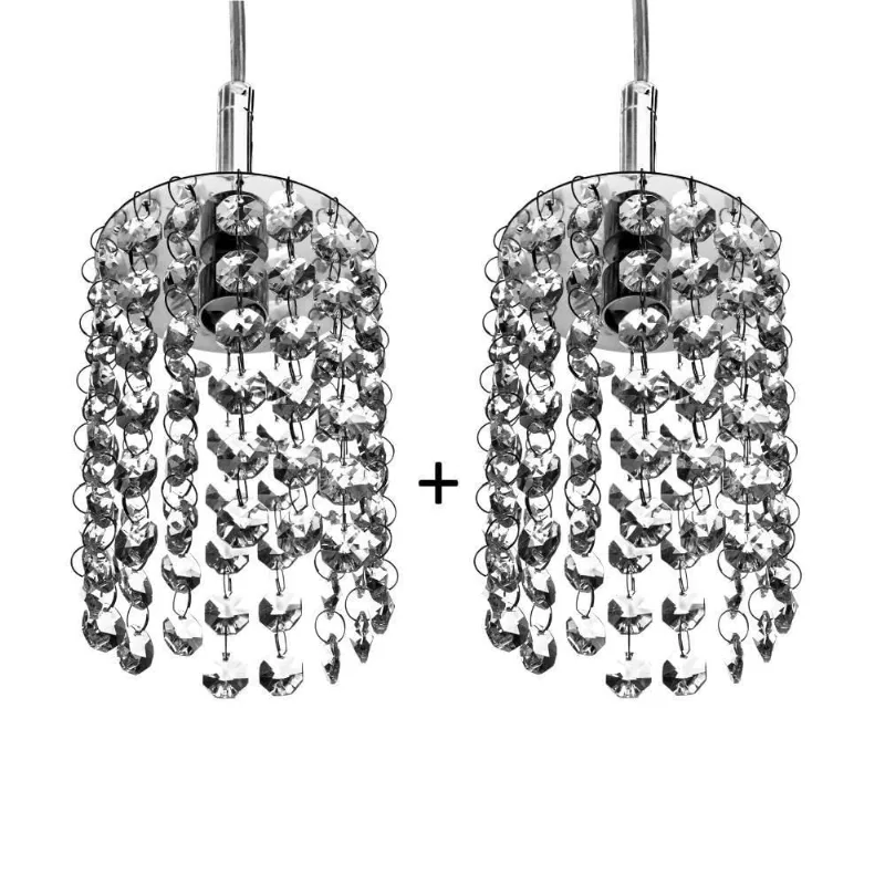 Kit 2 Lustres Pendente Redondo Clearcast Cristal Legitimo Maravilhoso
