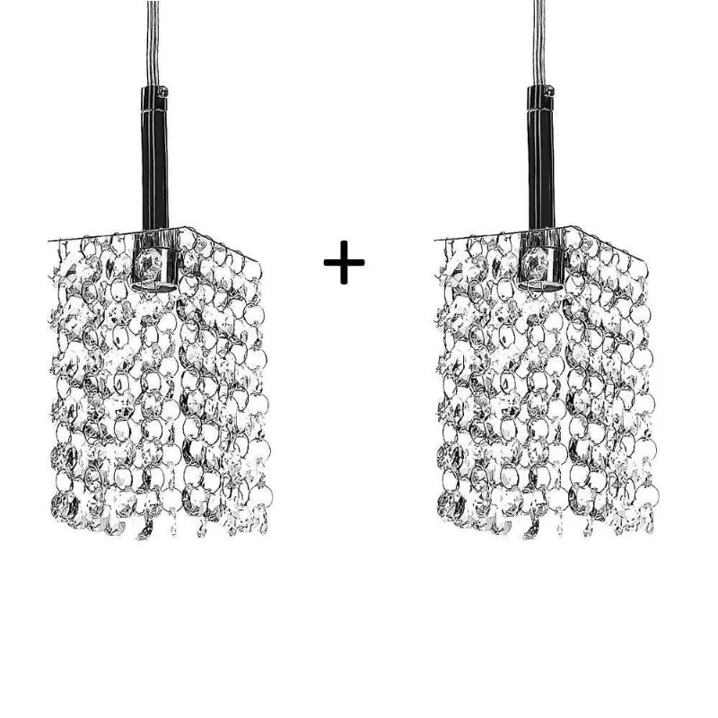 Kit 2 Lustres Pendente Quadrado Clearcast Cristal Legitimo Maravilhoso