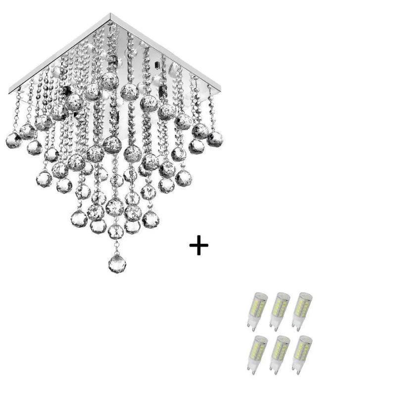 Lustre Pendente de Cristal Legitimo Classic Square Long 40 com Lâmpadas 3000k