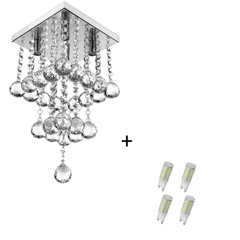 Lustre Pendente de Cristal Legitimo Classic Square Long 20 com Lâmpadas 3000k