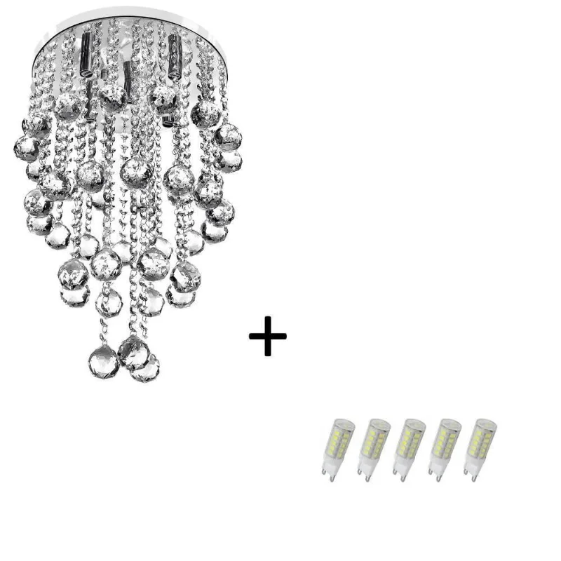 Lustre Pendente de Cristal Legitimo Classic Round Long 32 com Lâmpadas 3000k