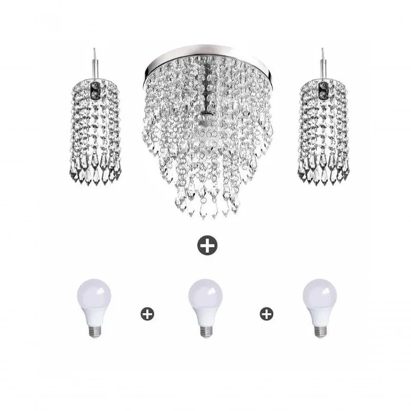 Kit 2 Pendentes Clearcrillic + Manucrillic Com Lâmpadas 6000k (branco Frio)