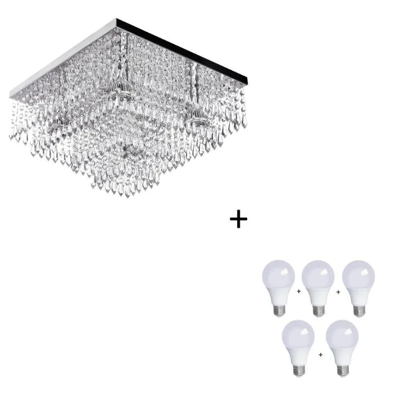 Lustre de Cristal Acrilico Dreamcrillic 40x40 com Lâmpadas 3000k