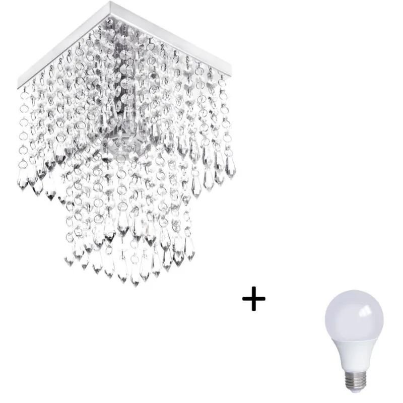 Lustre De Cristal Acrilico Marrycrilic Com Lâmpada 3000k (branco Quente)