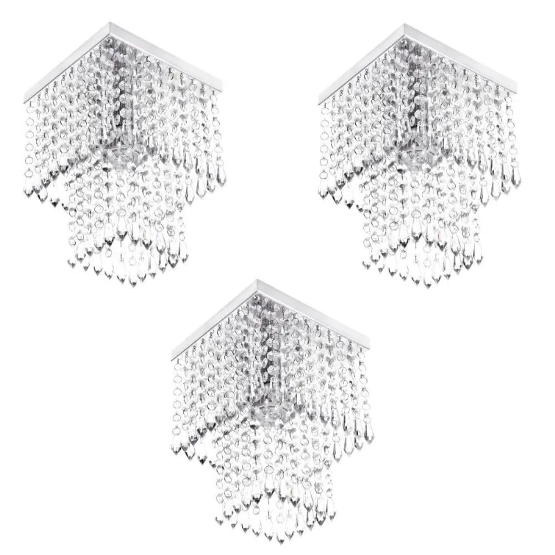 Kit 3 Lustres De Cristal Acrilico Marrycrilic Belissimo!