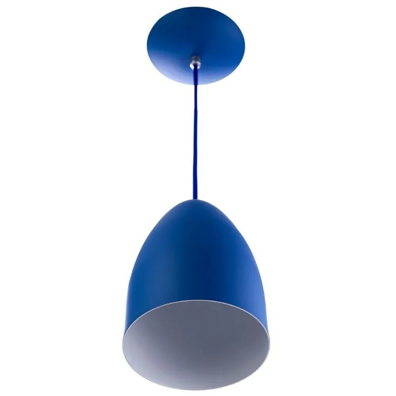 Lustre Pendente Cone Alumínio 20x14cm Soquete E-27 Azul