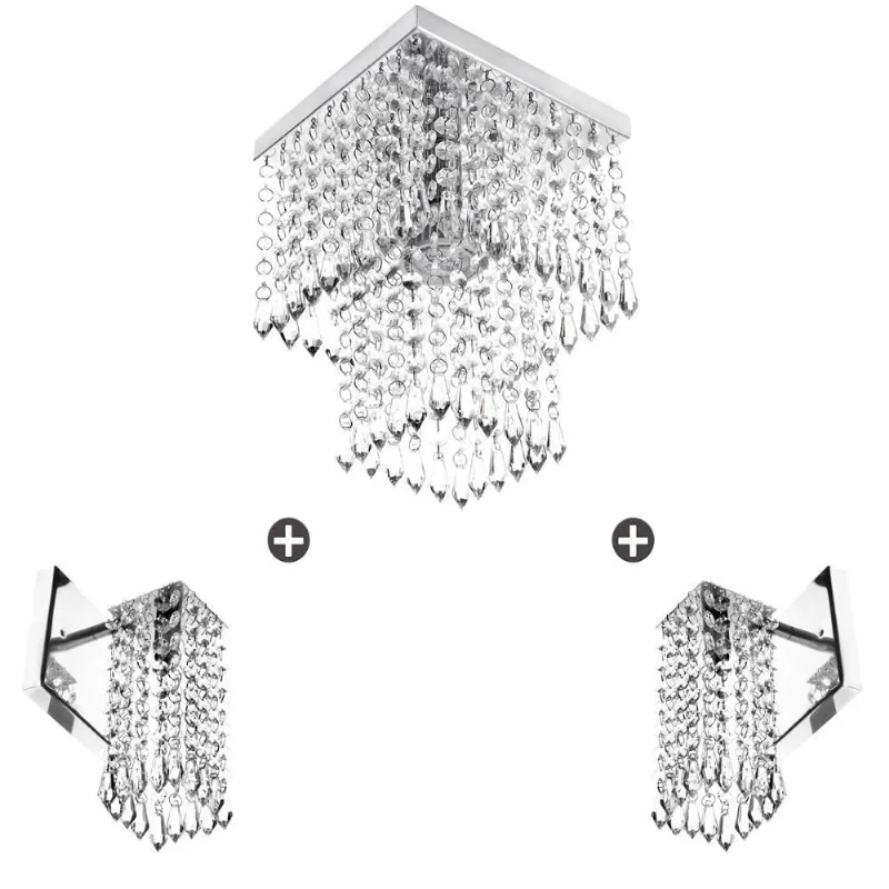 Lustre Cristal Acrilico Marrycrilic + 2 Arandela Clearcrillic