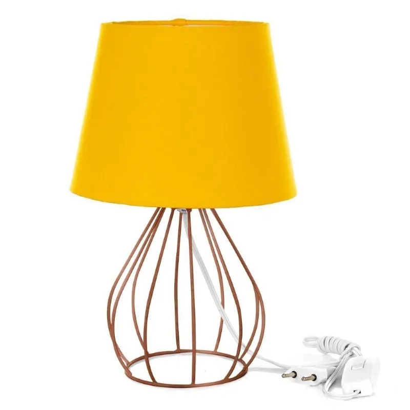 Abajur Cebola Dome Amarelo Com Aramado Cobre