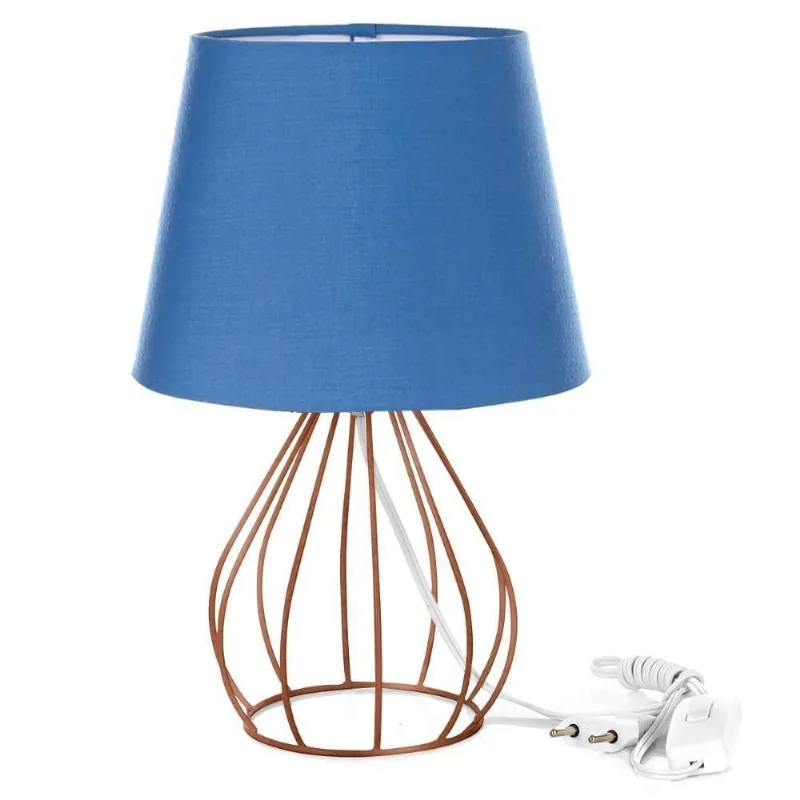 Abajur Cebola Dome Azul Com Aramado Cobre