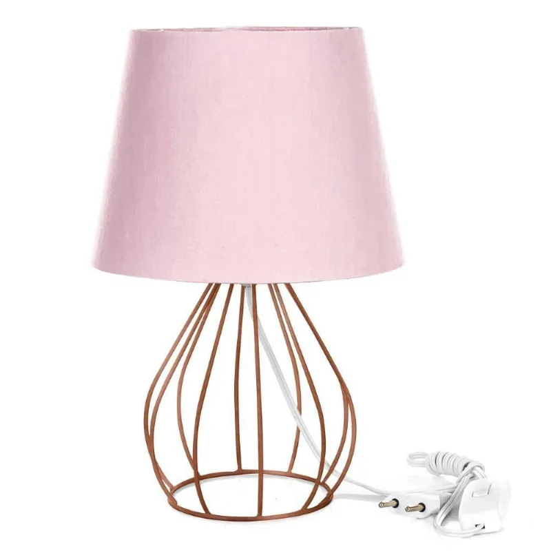 Abajur Cebola Dome Rosa Com Aramado Cobre