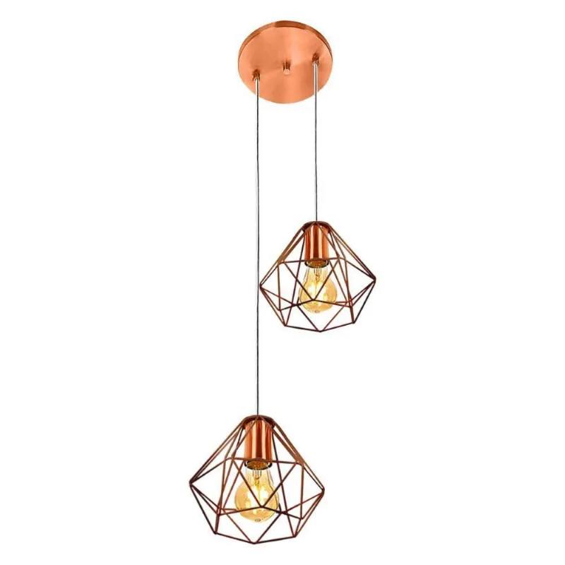 Pendente Diamante Aramado Duplo Cobre Com Cobre Esplêndido