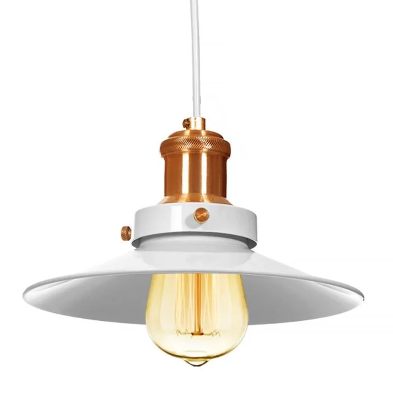 Pendente Industrial 22 Cm Retro Nordic Branco Com Cobre
