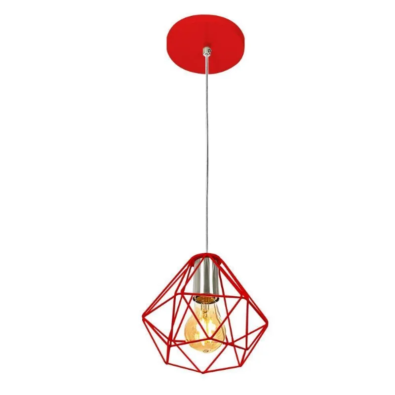 Pendente Diamante Aramado Vermelho Com Prata Fabuloso