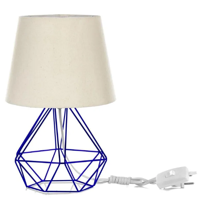 Abajur Diamante Dome Bege com Aramado Azul