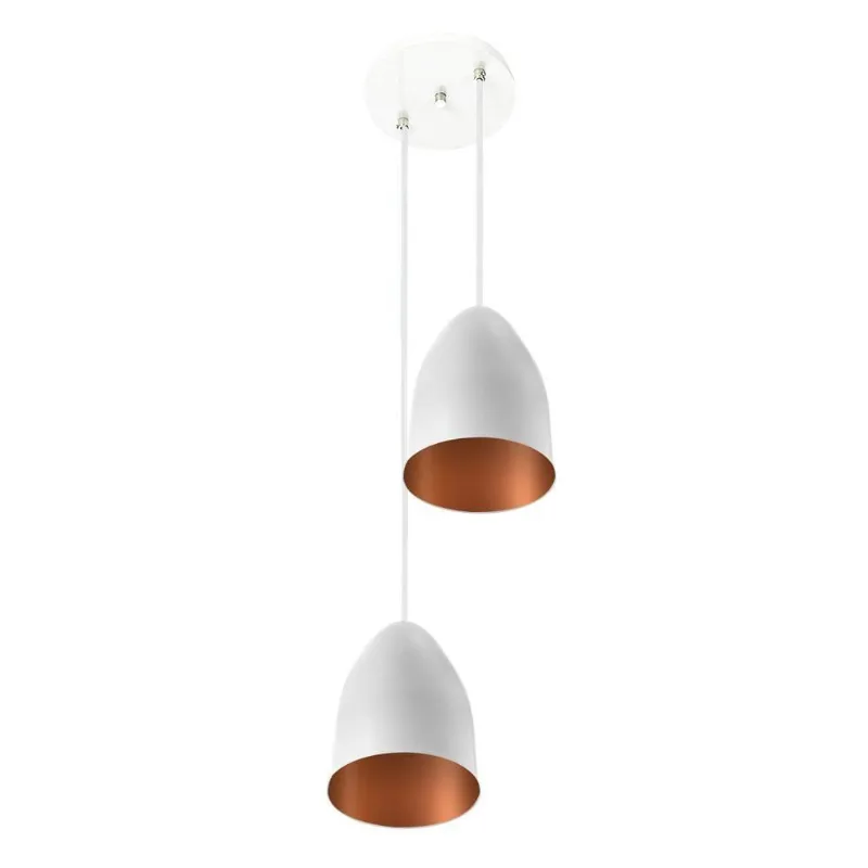 Pendente Cone Bala Sadan Aluminio Duplo Branco/cobre