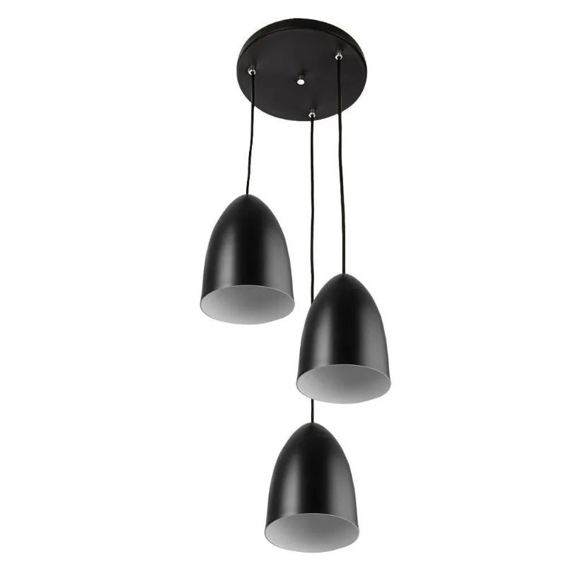 Pendente Cone Bala Sadan Aluminio Triplo Preto