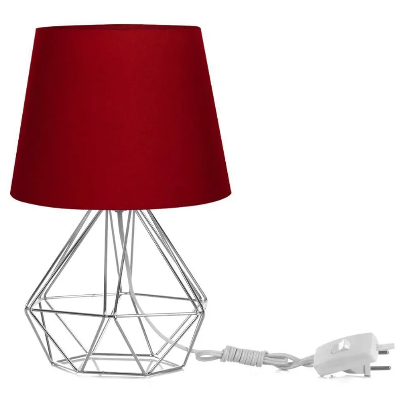 Abajur Diamante Dome Vermelho com Aramado Cromado