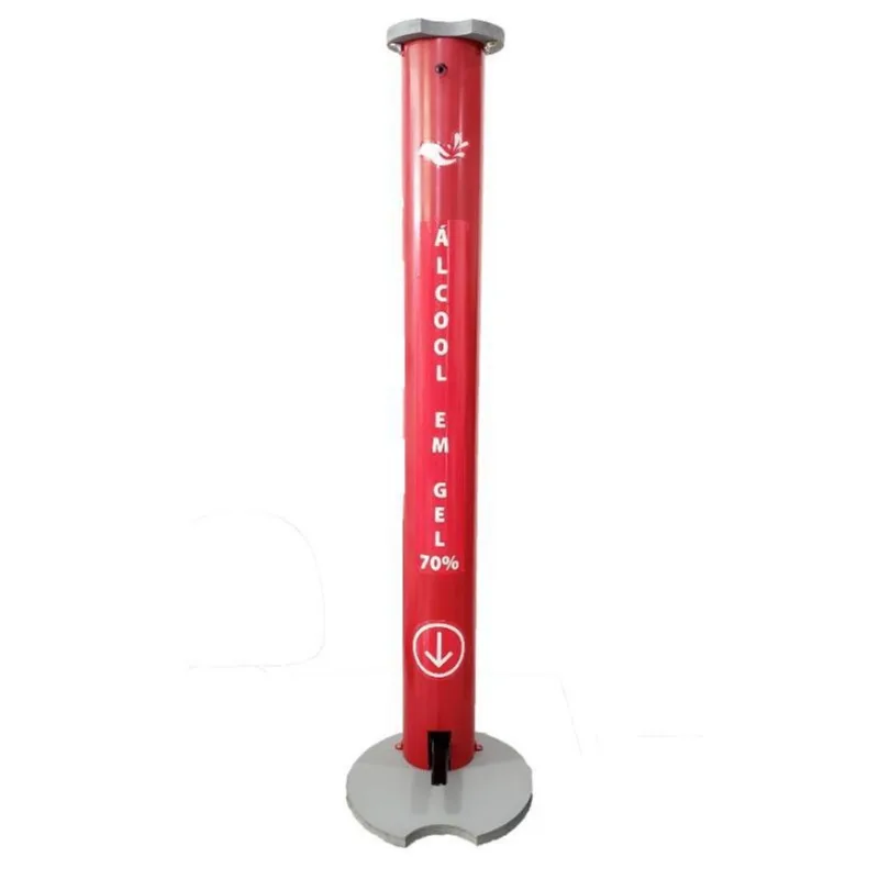 Totem Dispenser Álcool Gel Acionamento Por Pedal - Vermelho