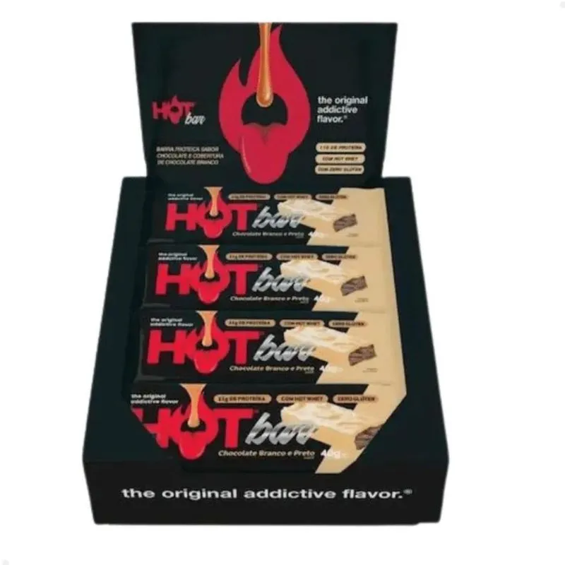 Barra Protein Hot Bar 12 Un 40g Hot Fit Choco Branco E Preto