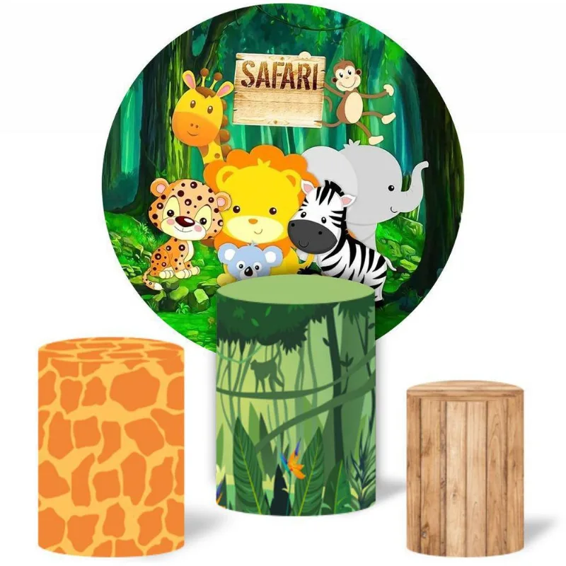 Kit Painel Redondo + Capas De Cilindro Safari I