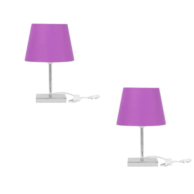 Kit 2 Abajur Eros Dome Roxo Com Base Quadrada Magnifico