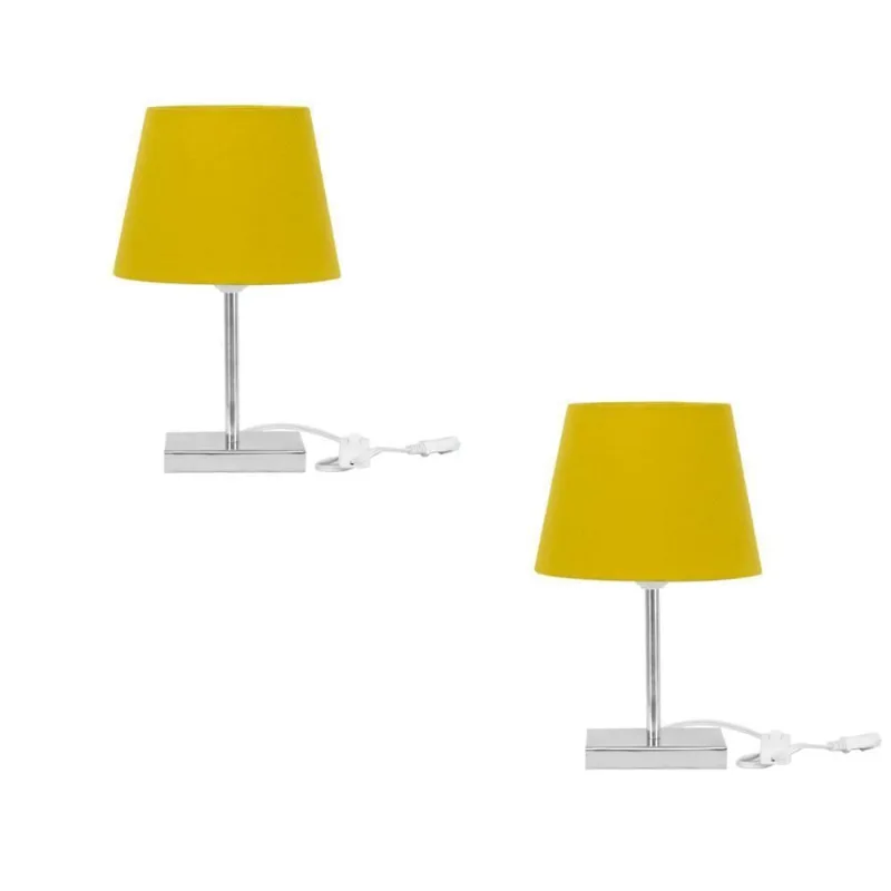 Kit 2 Abajur Eros Dome Mostarda Com Base Quadrada Magnifico