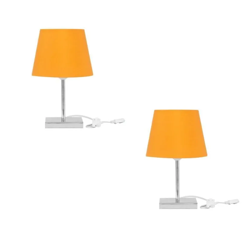 Kit 2 Abajur Eros Dome Laranja Com Base Quadrada Magnifico