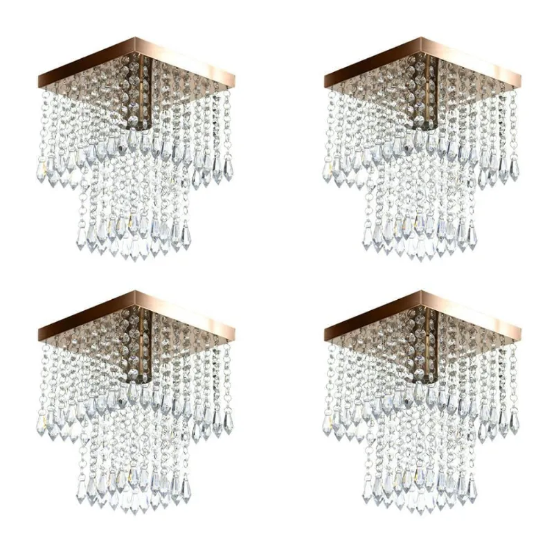 Kit 4 Lustre de Cristal Acrilico Marrycrilic Cobre.