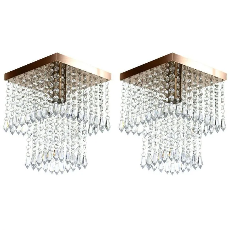Kit 2 Lustre De Cristal Acrilico Marrycrilic Cobre.