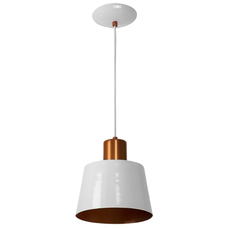 Lustre Pendente Florença de Alumínio Branco com Cobre