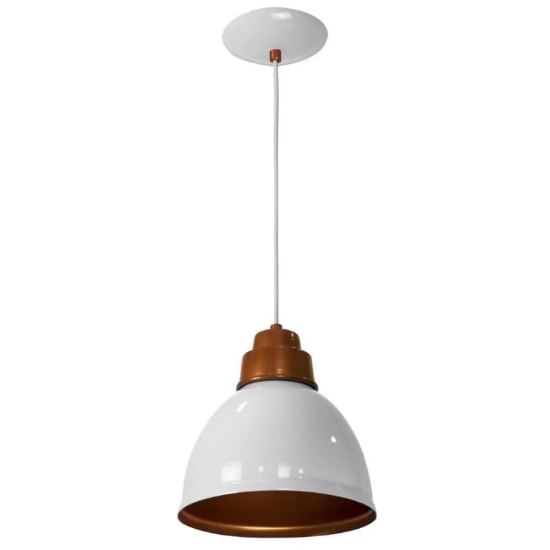 Lustre Pendente Karina de Alumínio Branco com Cobre